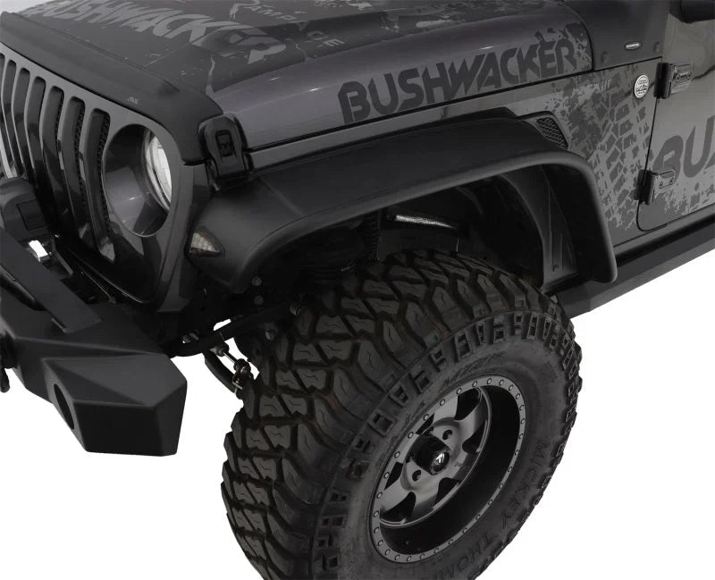 Bushwacker18-22 Jeep Wrangler JL 2/4 Door Front Flat Style Flares 2pc - Black - Main Product View