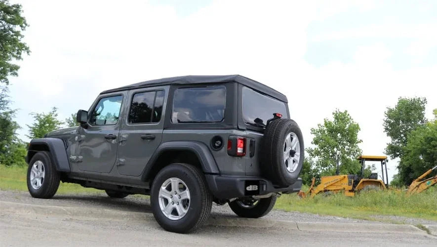 Corsa 2018-2025 Jeep Wrangler JL 2.5in Dual Rear Turn Down Exit Sport Axle-Back Exhaust - Installation View