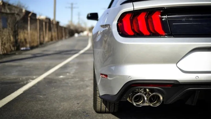 Corsa 2018-2023 Ford Mustang GT Fastback 5.0L 3in Sport Axle-Back Exhaust w/ 4in Polished Tips - Side View