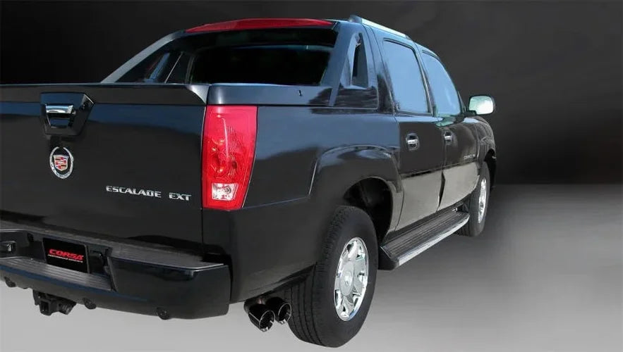 Corsa 2002-2006 Cadillac Escalade 6.0L V8 3in Cat-Back Single Side w Twin 4in Black Pro-Series Tips - Side View