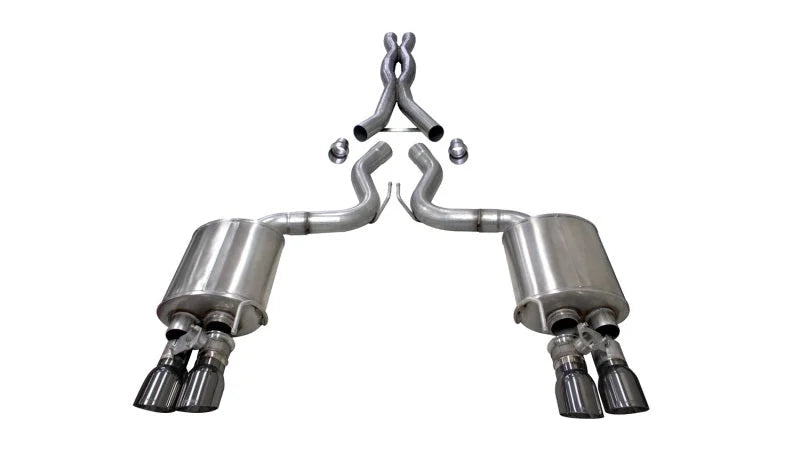 CORSA Performance 3in Cat-Back System Dual Rear Exit w/ 4in GunmetalTips fits 2018-2023 Ford Mustang GT Fastback 5.0L - Si...