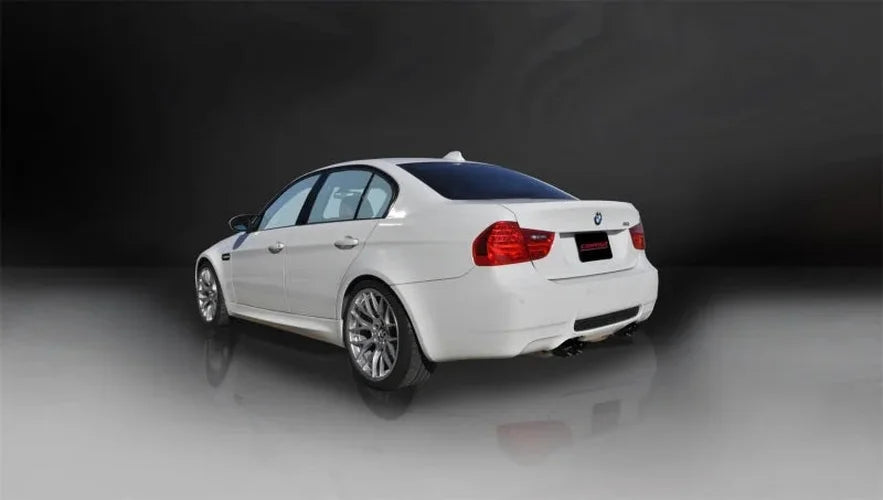 Corsa 2008-2012 BMW M3 E90 Black Sport Cat-Back Exhaust - Side View
