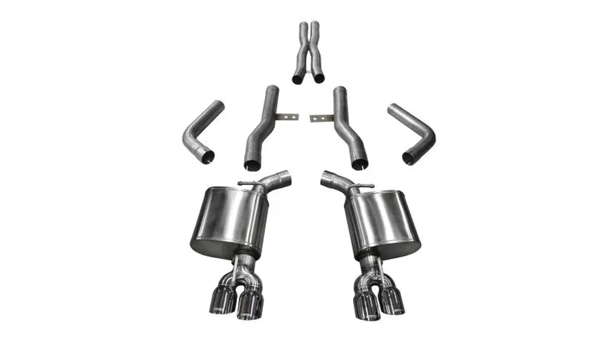 Corsa 2015-2023 Dodge Challenger Hellcat Dual Rear Exit Extreme Exhaust w/ 3.5in Polished Tips - Side View