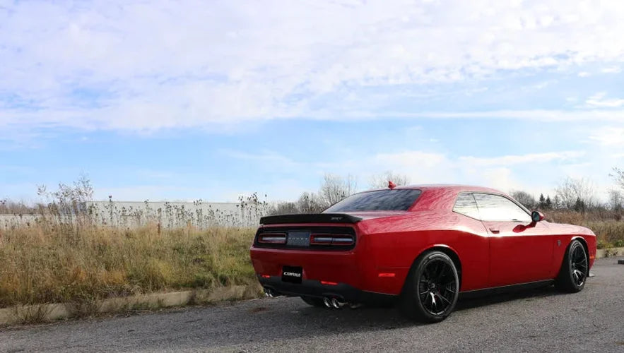 Corsa 2015-2023 Dodge Challenger Hellcat Dual Rear Exit Extreme Exhaust w/ 3.5in Polished Tips - Detail View