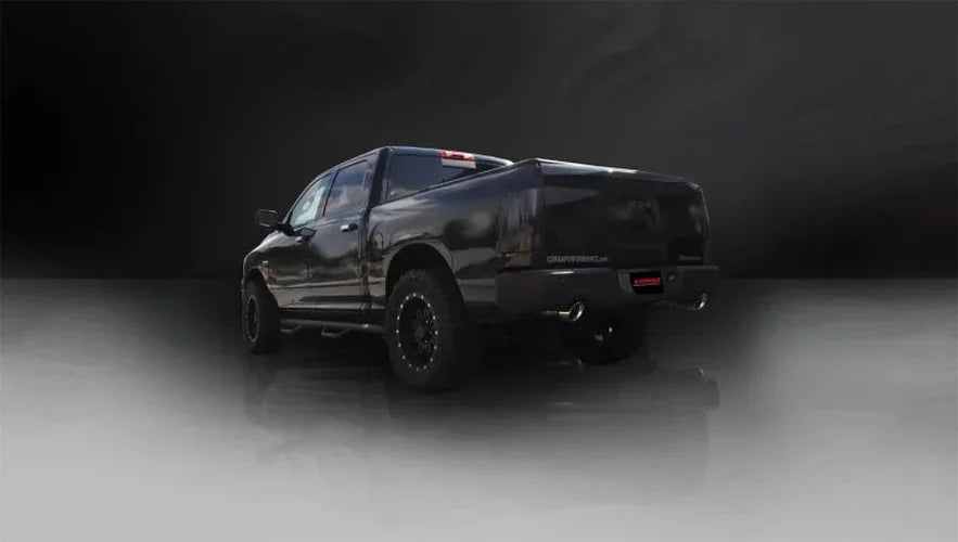 Corsa 2009-2018 Dodge Ram 1500 4.7L Quad/Crew Cab/Short Bed Polished Dual Exit Cat-Back Exhaust - Side View