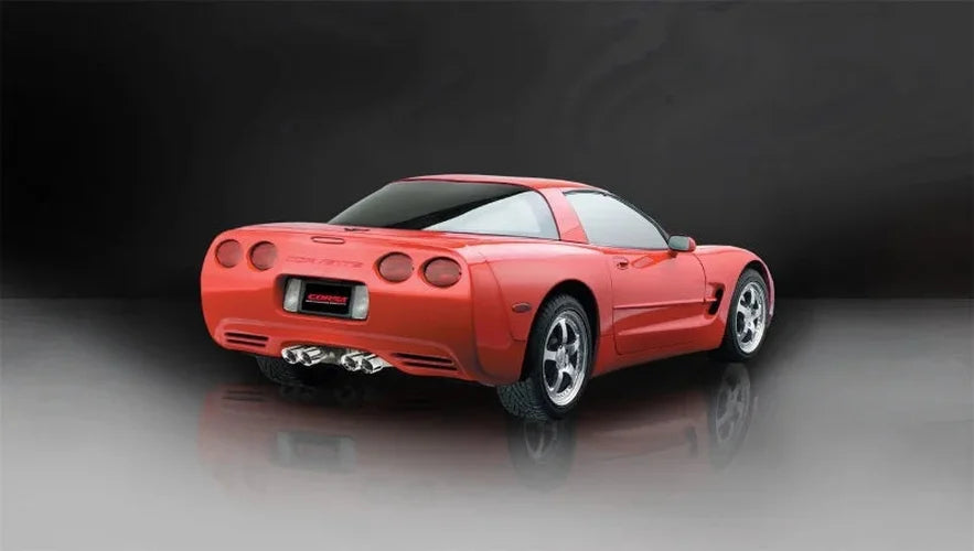 Corsa 1997-2004 Chevrolet Corvette C5 Z06 5.7L V8 Polished Xtreme Cat-Back + XO Exhaust - Side View