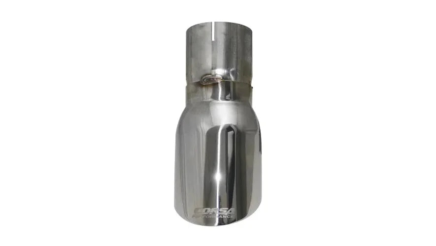 Corsa Single Universal 3.0in Inlet / 4in Outlet Polished Pro-Series Tip Kit - Side View