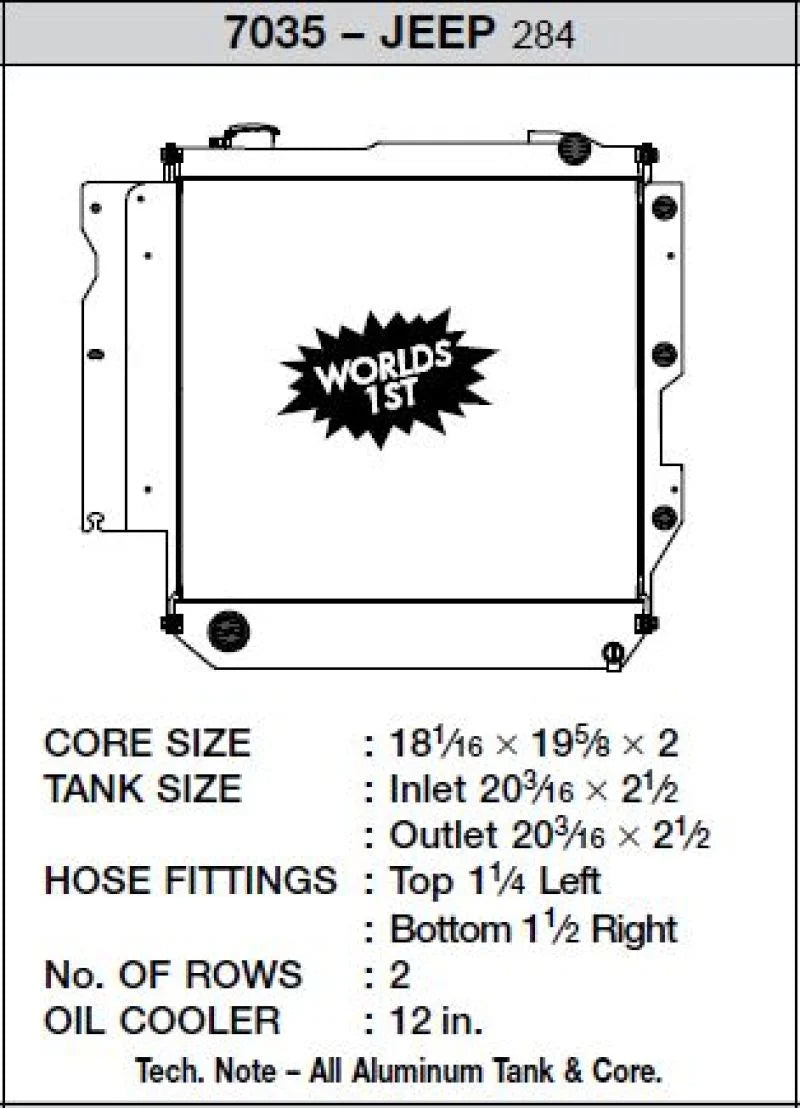CSF 05-06 Jeep Wrangler Radiator - Side View
