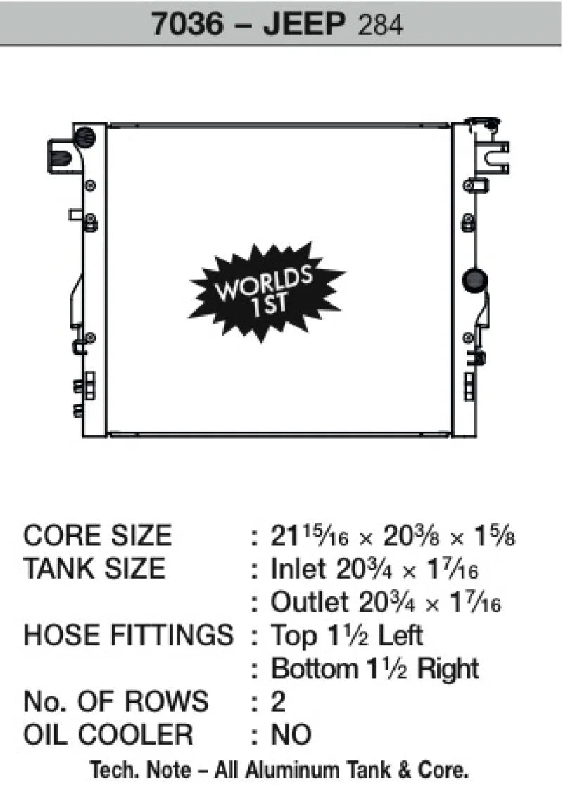 CSF 07-18 Jeep Wrangler (JK) Radiator - Installation View