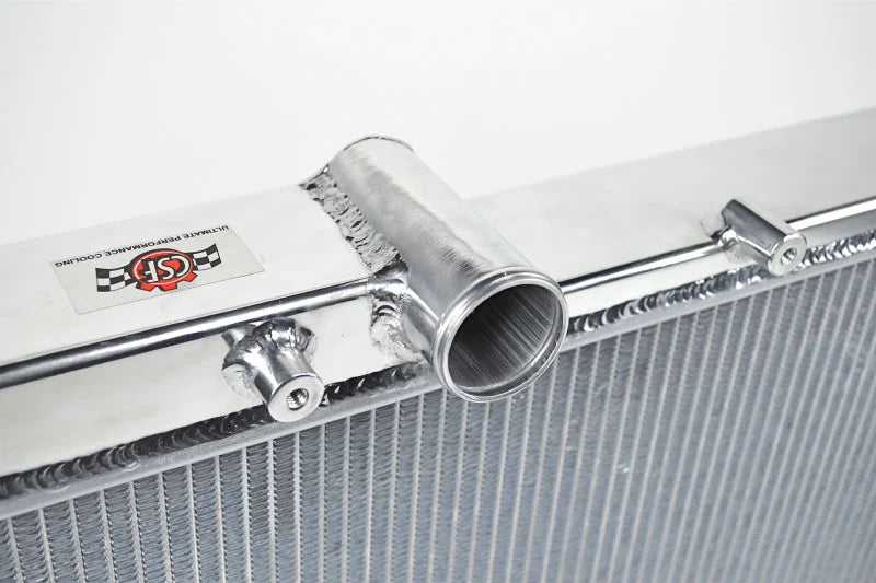 CSF 08-15 Subaru WRX/STI 2-Row Radiator w/Built-In Oil Cooler - Side View