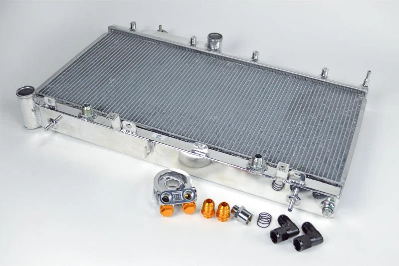 CSF 08-15 Subaru WRX/STI 2-Row Radiator w/Built-In Oil Cooler - Installation View