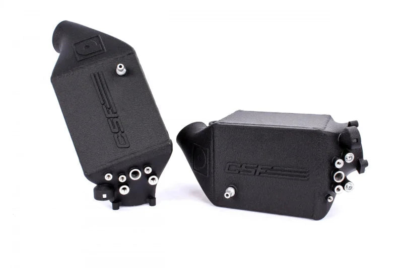 CSF 12-16 BMW M5 (F10) / 12-18 BMW M6 (F06/F12/F13) Twin Charge-Air-Cooler Set - Crinkle Black - Side View