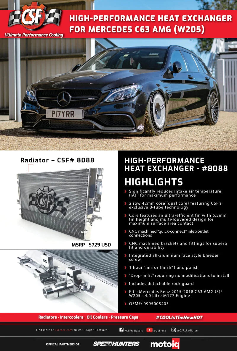 CSF 2015+ Mercedes Benz C63 AMG (W205) Front Mount Heat Exchanger w/Rock Guard - Additional View 5