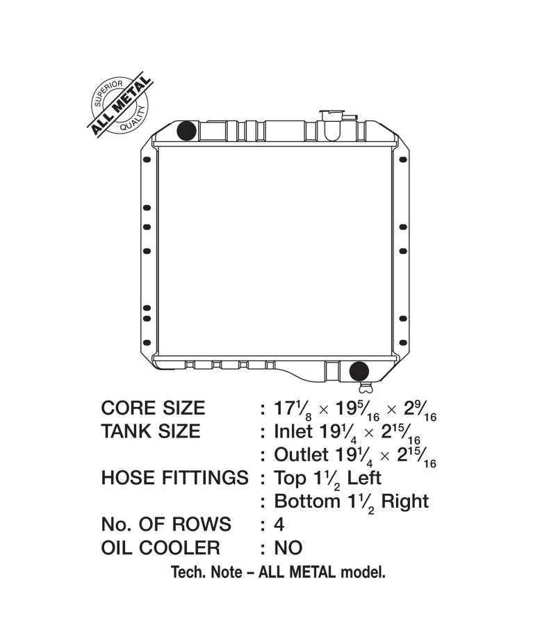 CSF 70-80 Toyota Landcruiser 3.9L/4.2L Heavy Duty 4 Row All Metal Radiator - Installation View