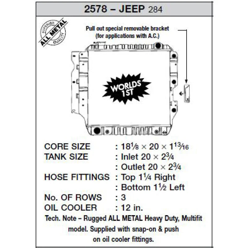 CSF 87-02 Jeep Wrangler 2.5L OEM Plastic Radiator - Installation View