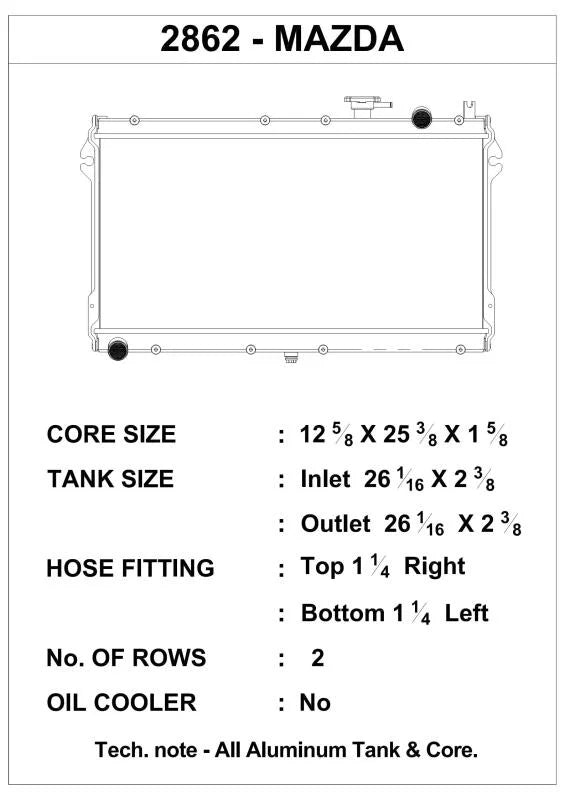 CSF 89-97 Mazda Miata Radiator - Back View