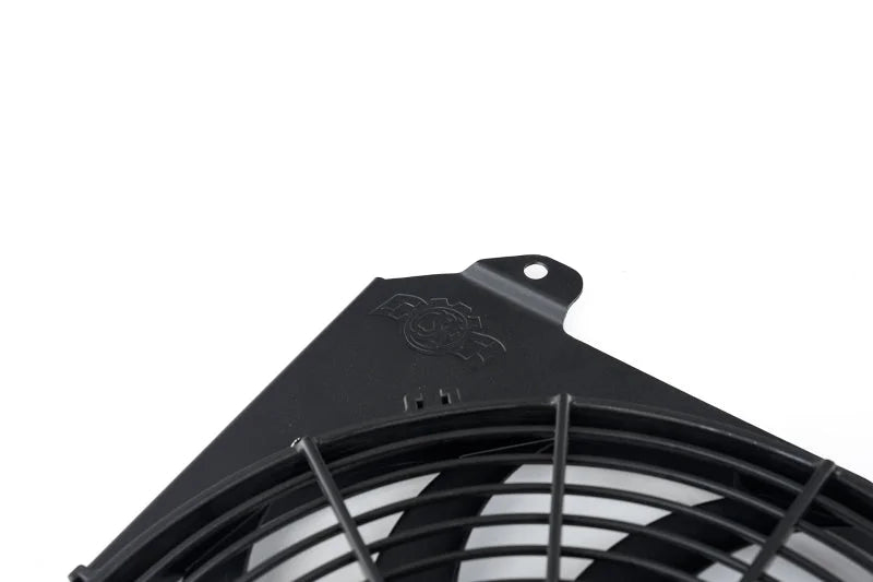 CSF 92-00 Honda Civic All-Aluminum Fan Shroud w/12in SPAL Fan - Black Finish - Back View