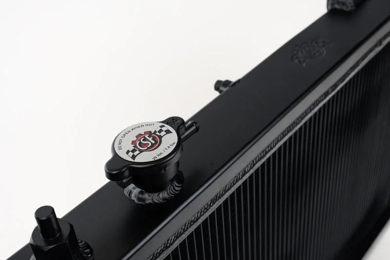 CSF 92-00 Honda Civic w/K-Swap V3 Radiator - Black Finish - Back View