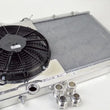 Load image into Gallery viewer, CSF 96-07 Mitsubishi Evo 4/5/6/7/8/9 Full-Slim Radiator w/12in Fan &amp; Shroud/-16AN &amp; Slip On Fitting - Side View
