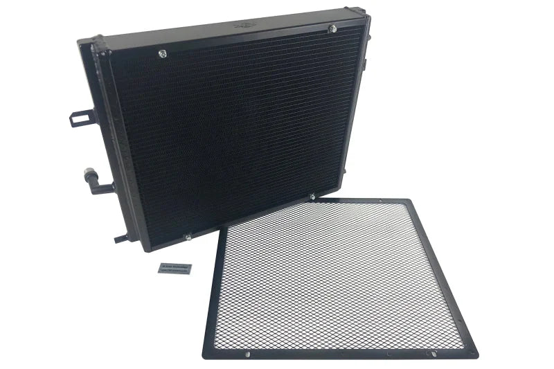 CSF BMW B58/B48 Front Mount Triple-Pass Heat Exchanger w/Rock Guard - Black - Installation View