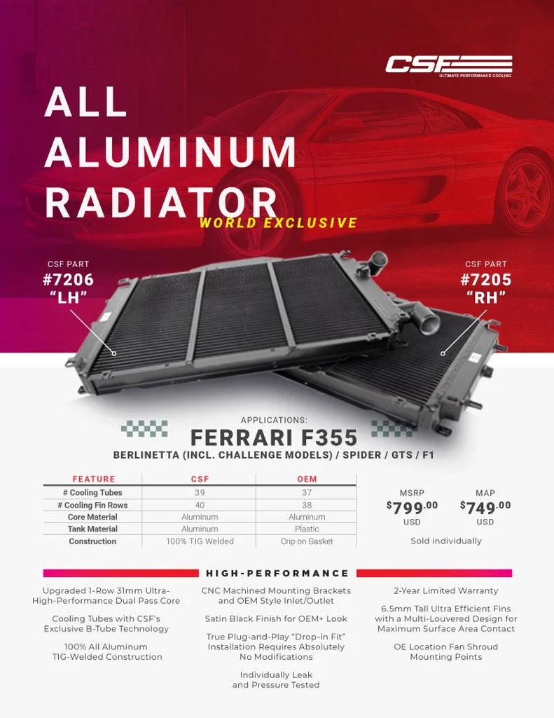CSF Ferrari F355 High Performance All-Aluminum Radiator - Left - Additional View 8