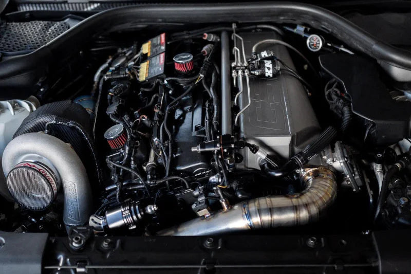 CSF Gen 2 B58 Race X Charge-Air-Cooler Manifold - Thermal Black Finish - Side View