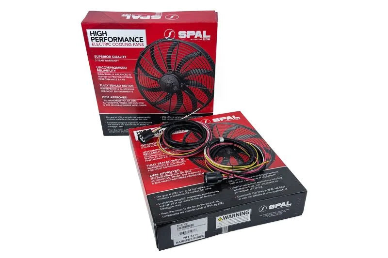 CSF Motorsport Radiator with Shroud - 14in SPAL Brushless Fans - Harnesses - Back View