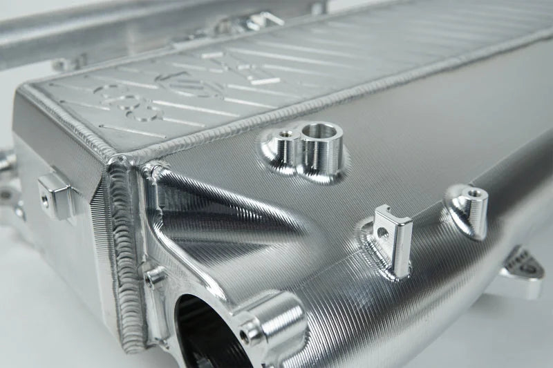 CSF Toyota A90/A91 Supra/ BMW G-Series B58 Charge-Air Cooler Manifold- Machined Billet Aluminum - Back View