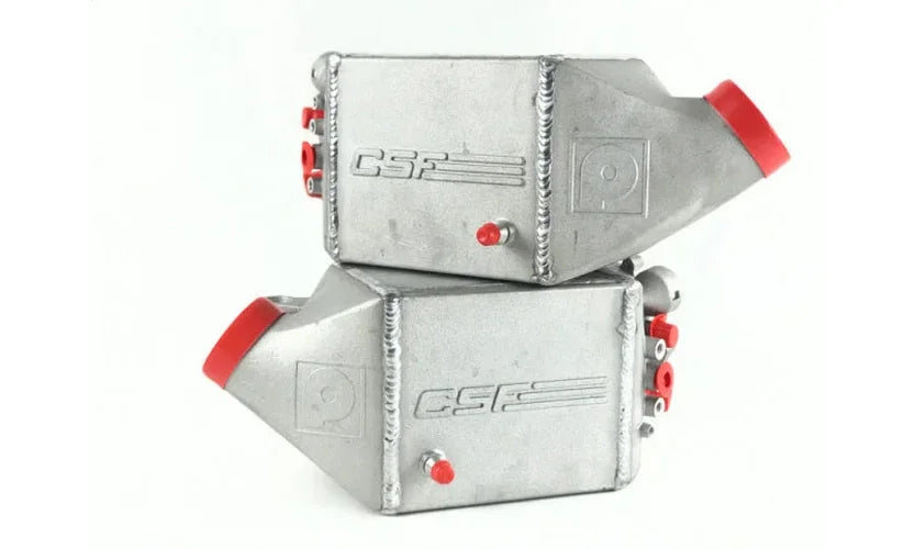 CSF 12-16 BMW M5 (F10) / 12-18 BMW M6 (F06/F12/F13) Twin Charge-Air-Cooler Set - Raw Finish - Side View