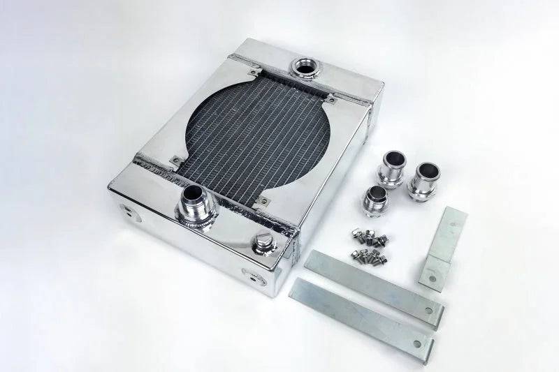 CSF Universal Drag Race / Tuck Radiator w/9in Spal Fan - 10.5in H x 10in L x 3.6in W - Installation View