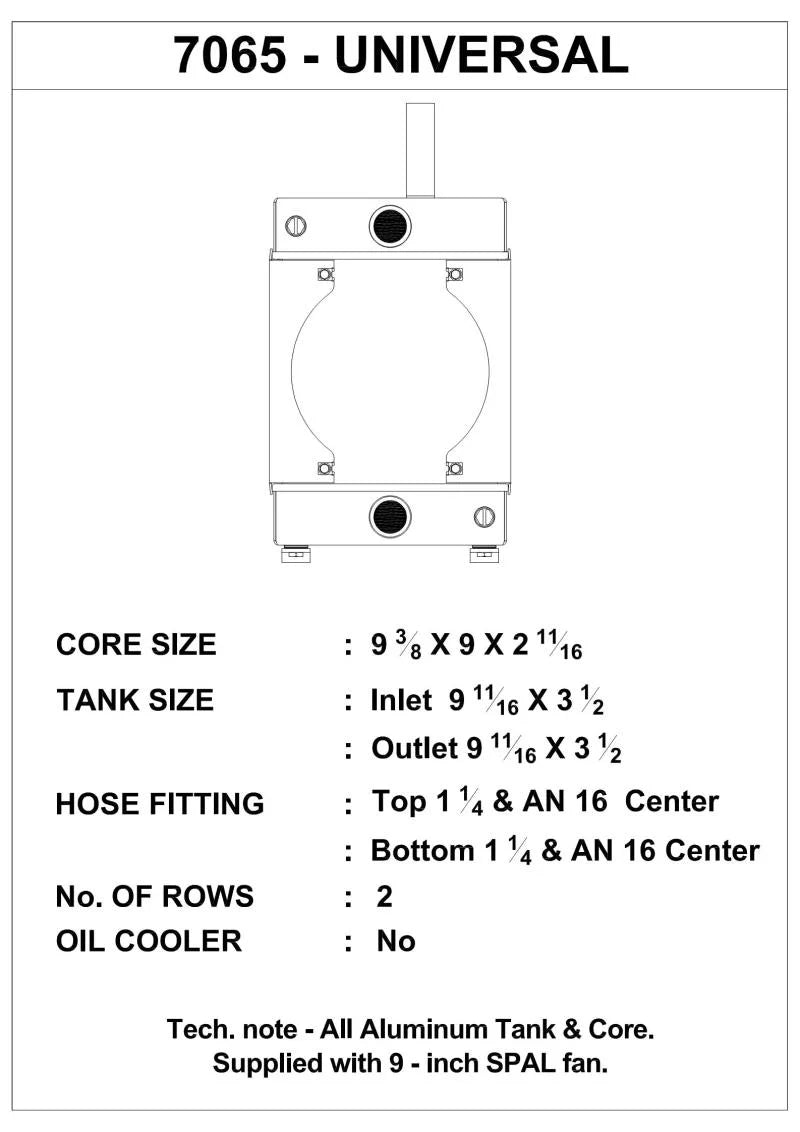 CSF Universal Drag Race / Tuck Radiator w/9in Spal Fan - 10.5in H x 10in L x 3.6in W - Additional View 7