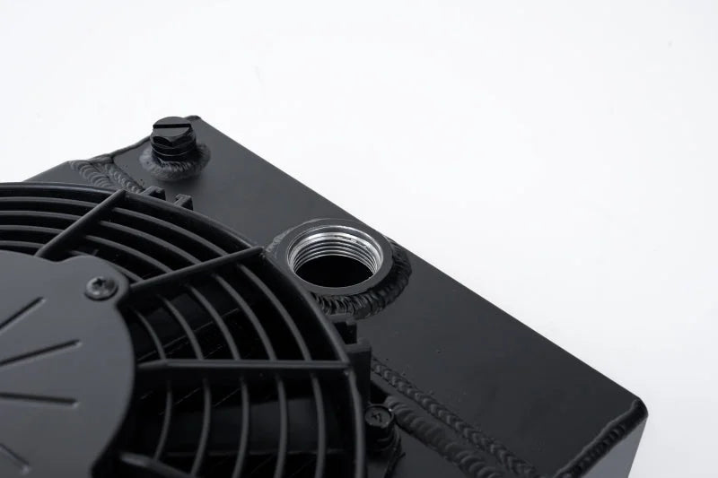 CSF Universal Drag Race / Tuck Radiator w/9in Spal Fan - 10.5in H x 10in L x 3.6in W - Black - Installation View