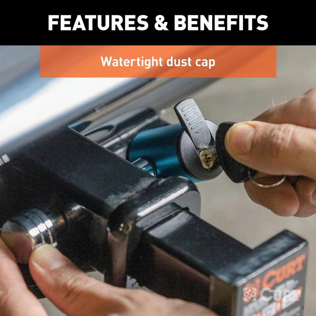 CURT 1/2" Hitch Lock with 5/8" Adapter (1-1/4" or 2" Receiver, Right-Angle, Chrome) 23506 - Additional View 9