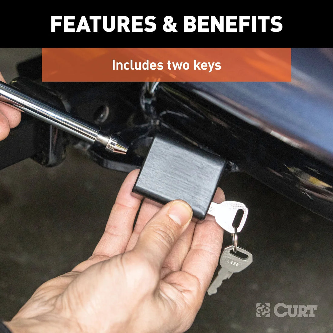 CURT 23020 Trailer Hitch Lock, 1/2-Inch Pin Diameter, Fits 1-1/4-Inch Receiver 23020 - Additional View 8