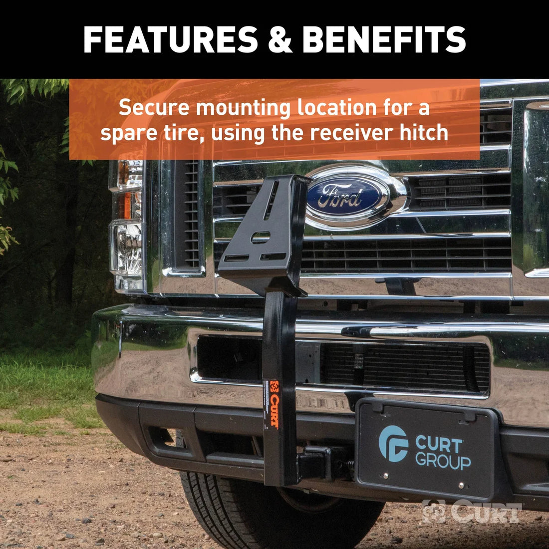 CURT 31006 24-Inch High Trailer Hitch Spare Tire Mount for 2-inch Receiver 31006 - Side View