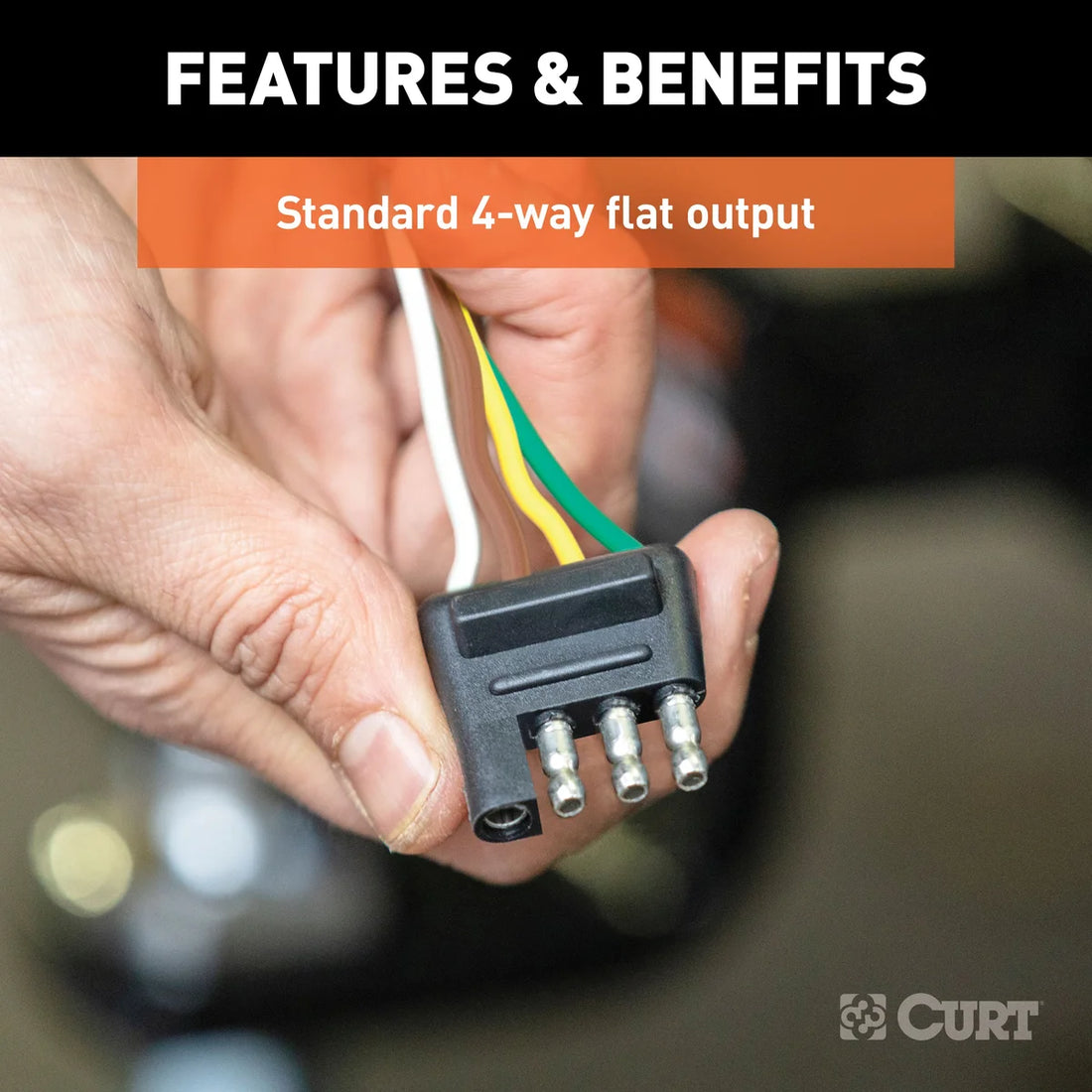 CURT 4-Way Flat Connector for Rewiring Trailer, Includes 20' Wires (Packaged) 57220 - Additional View 5