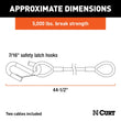 Load image into Gallery viewer, CURT 44-1/2" Safety Cables with 2 Snap Hooks (5,000 lbs, Vinyl-Coated, 2-Pack) 80151 - Back View