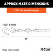 Load image into Gallery viewer, CURT 48" Safety Chain with 2 S-Hooks (7,000 lbs, Clear Zinc) 80301 - Back View