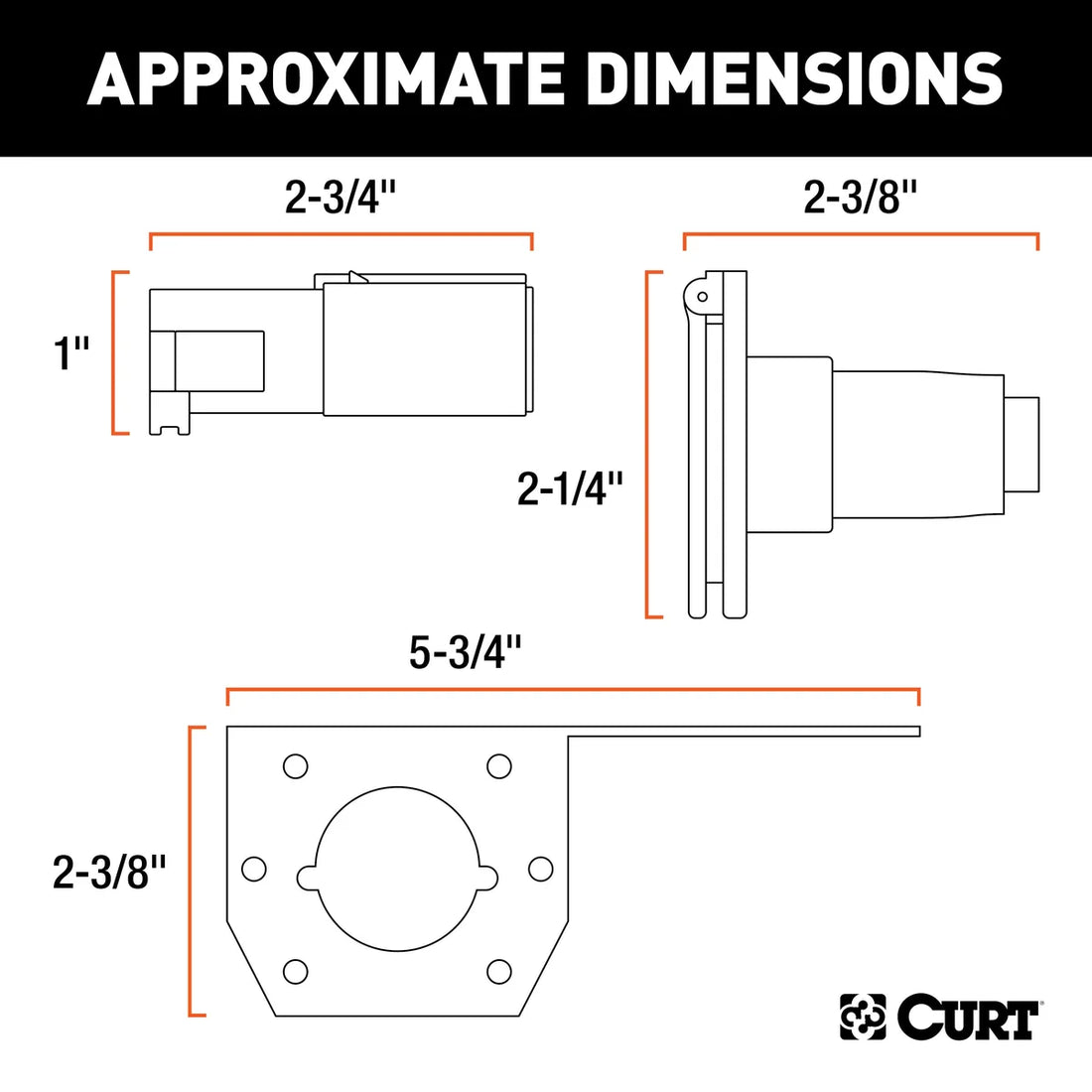 CURT 58093 Vehicle-Side and Trailer-Side 6-Pin Round Wiring Harness Connectors 58093 - Back View