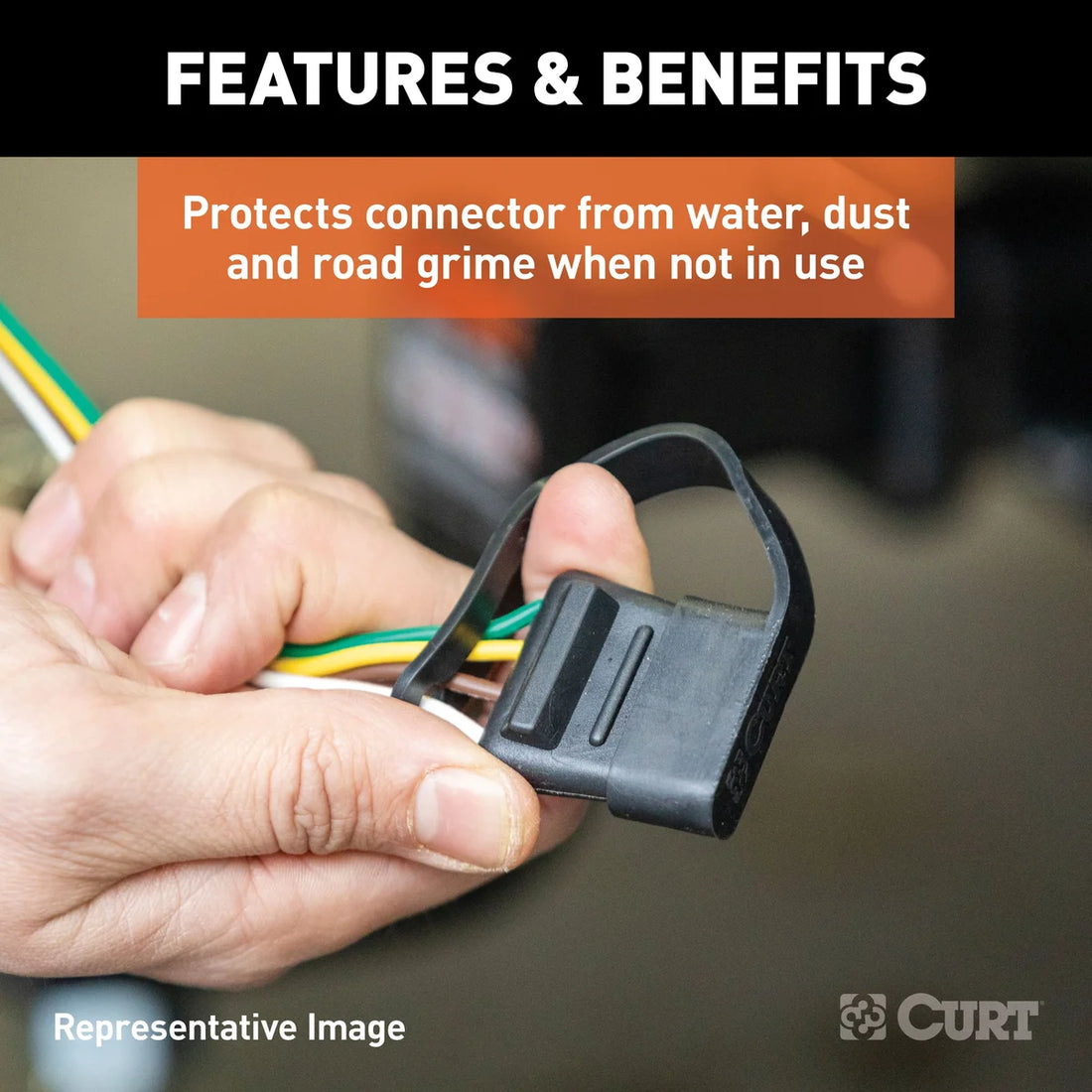 CURT 58202 Vehicle-Side 5-Pin Flat Trailer Wiring Harness Connector Dust Cover 58202 - Installation View
