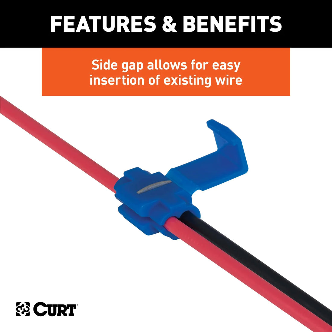 CURT 58280 18-14 Gauge Blue Scotch Snap Lock Wire Connectors, 100-Pack 58280 - Installation View