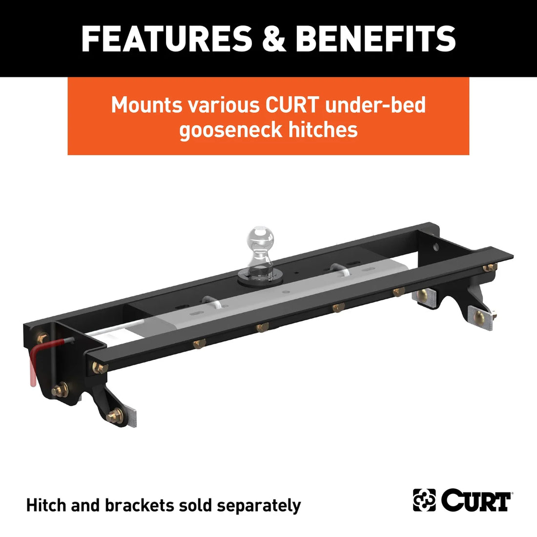 CURT 60649 Double Lock Gooseneck Installation Brackets 60649 Fits 2015 Ford F-150 King Ranch, Lariat, Platinum, XL, XLT / ...