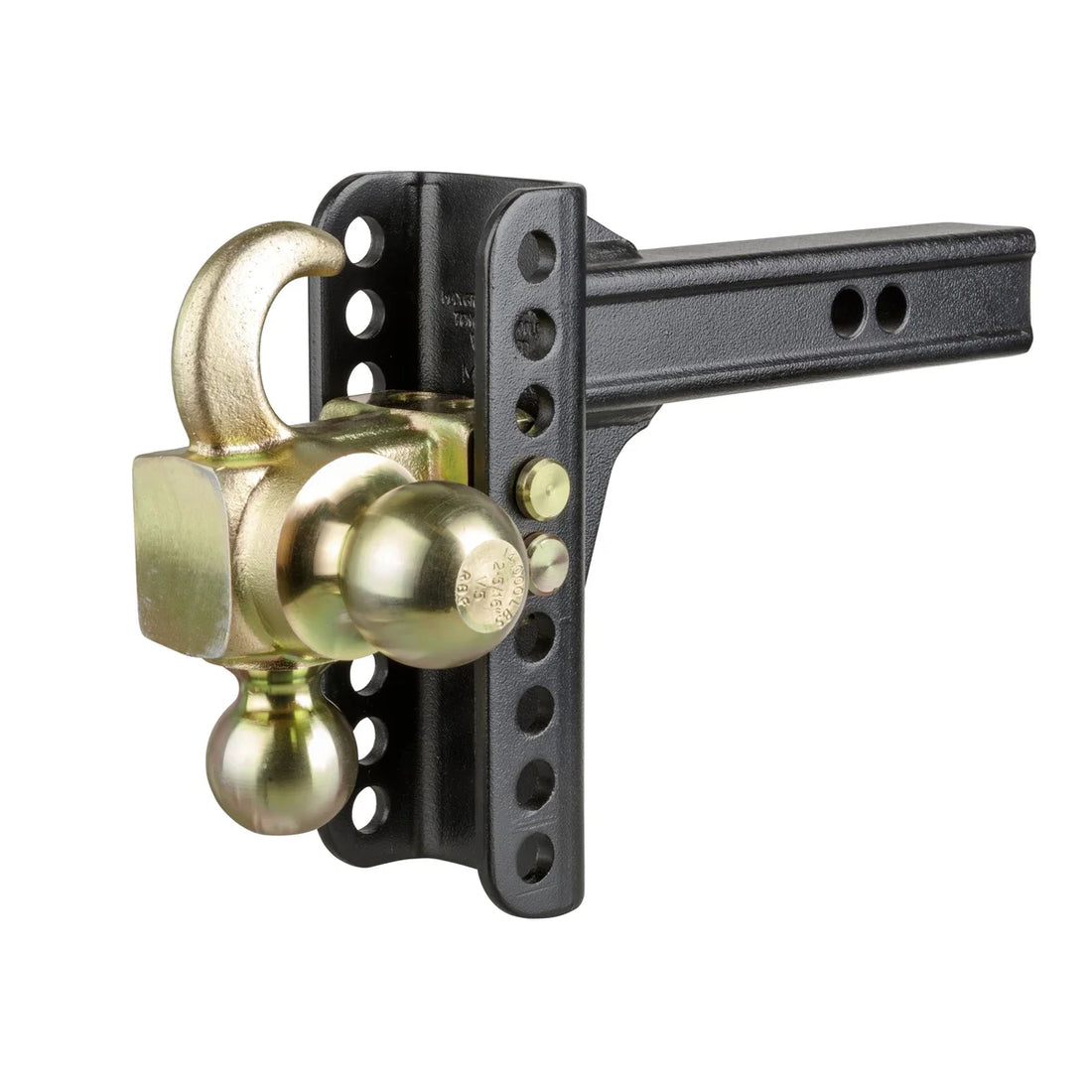 CURT Adjustable Channel Mount with Hook & Step Dual-Ball - 2" Shank, 14K, 6" Drop 45904 - Side View