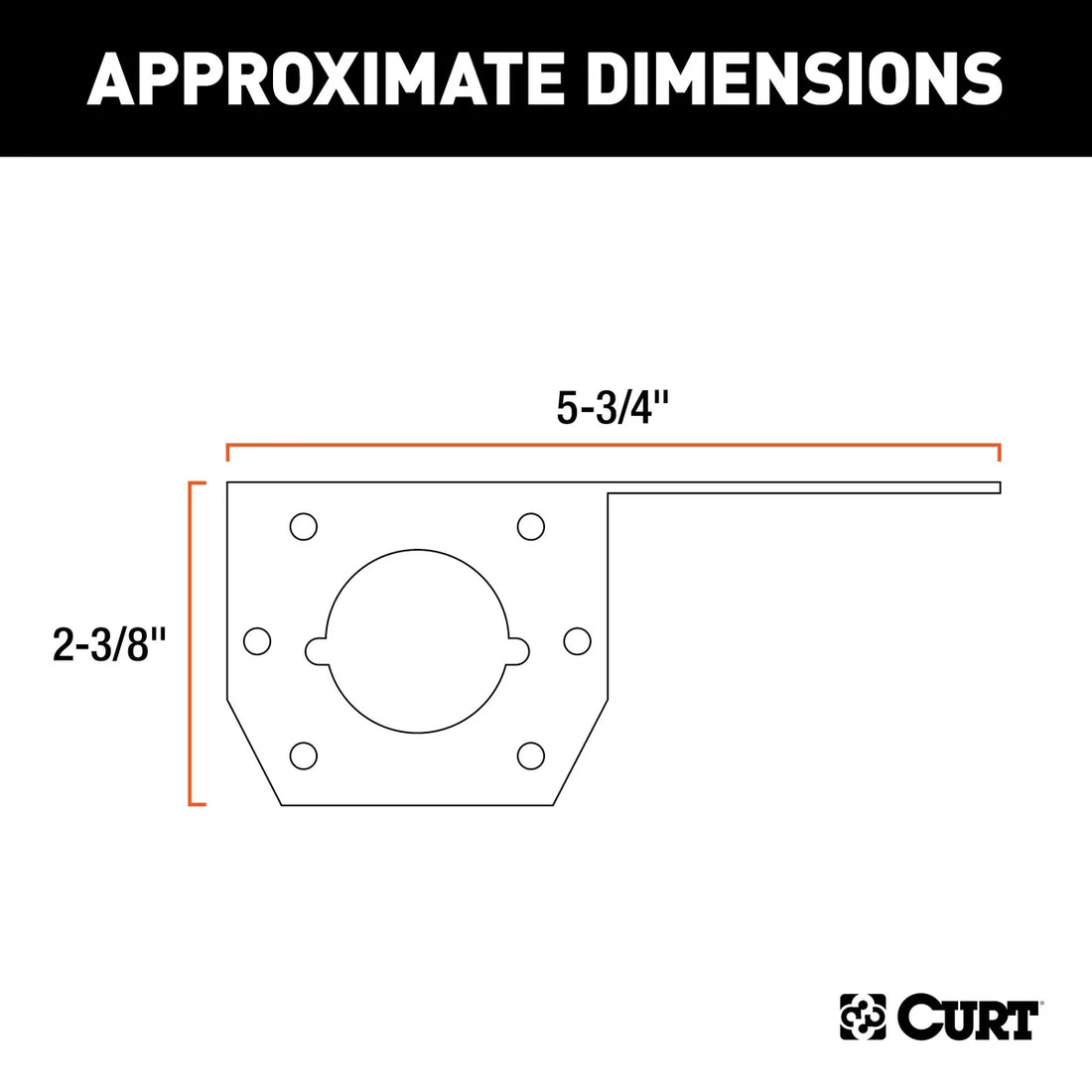 CURT Connector Mounting Bracket for 4 or 6-Way Round 58210 - Side View