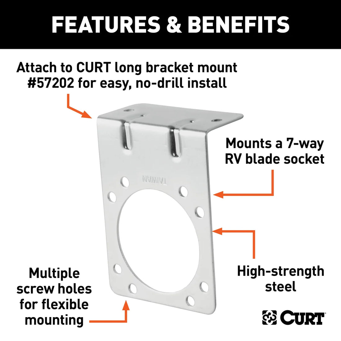 CURT Connector Mounting Bracket for 7-Way RV Blade (Zinc) 58230 - Installation View