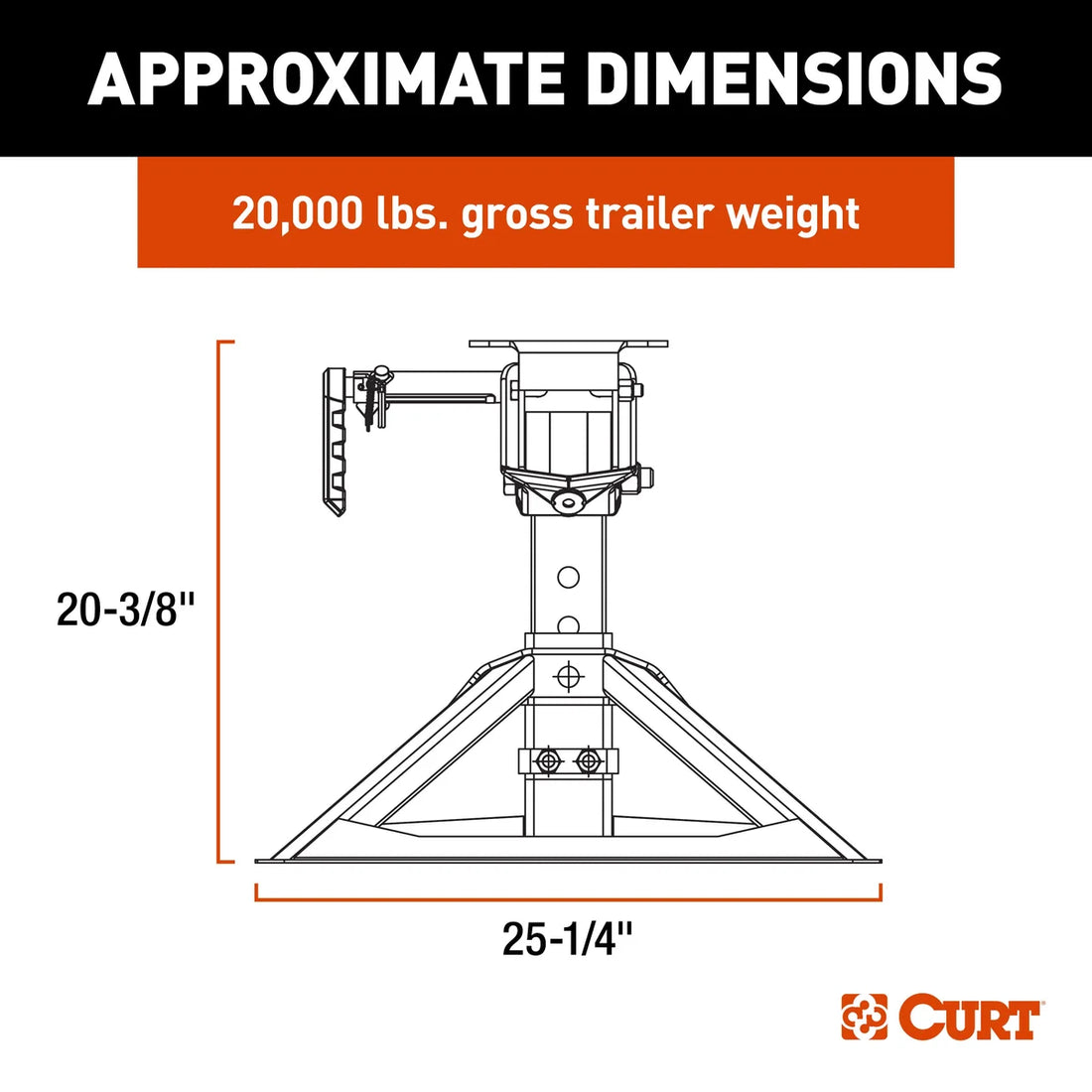 CURT CrossWing 20K Single-Point 5th Wheel Hitch for 2-5/16" Gooseneck 16602 - Side View