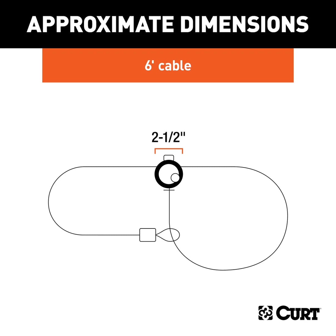 CURT Multi-Use Cable Lock (6' x 3/8" Cable, Vinyl-Coated Braided Steel) 23666 - Back View