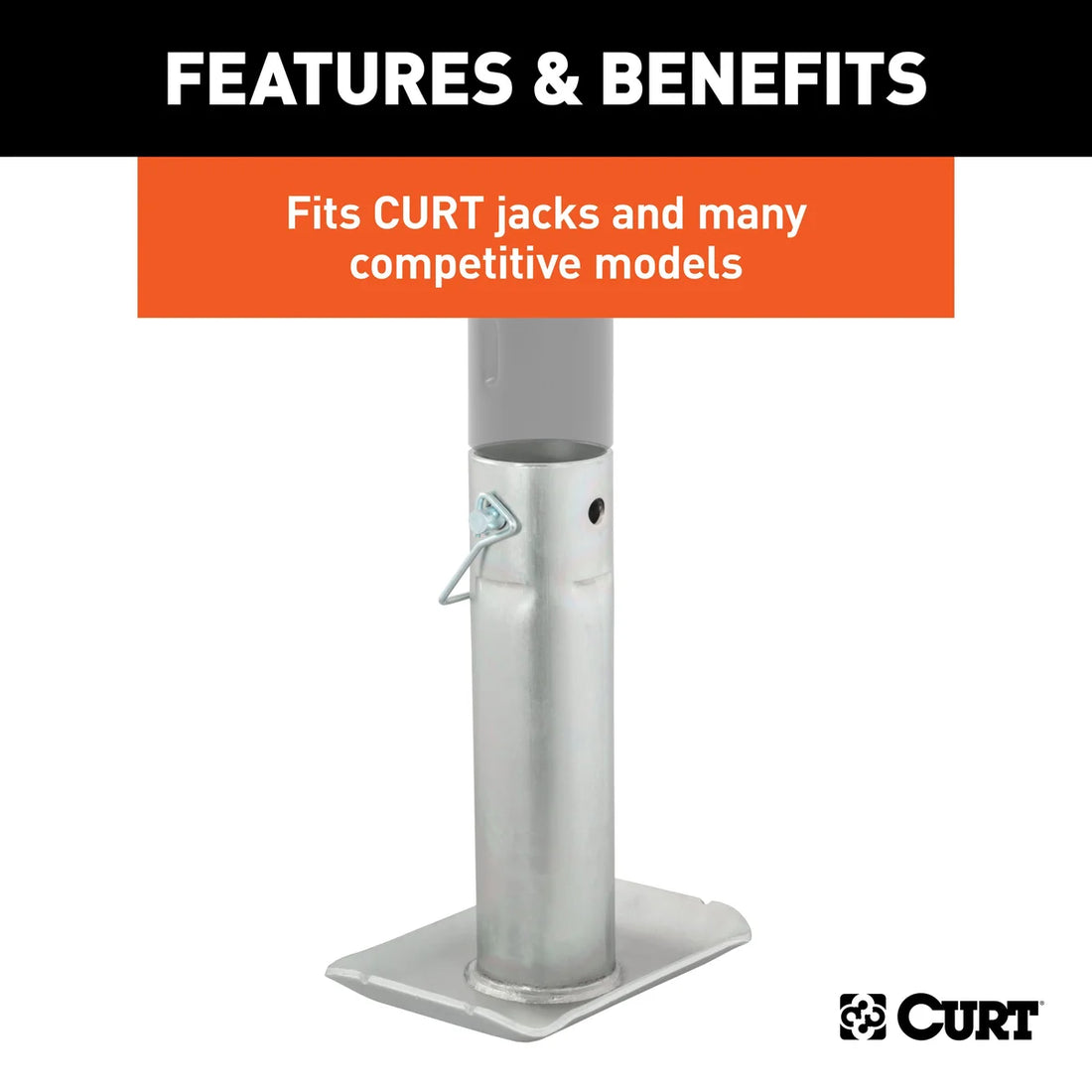 CURT Pin-On Jack Foot (Fits 2" Tube, 2,000 lbs, 8-1/2" Height, Packaged) 28275 - Additional View 6