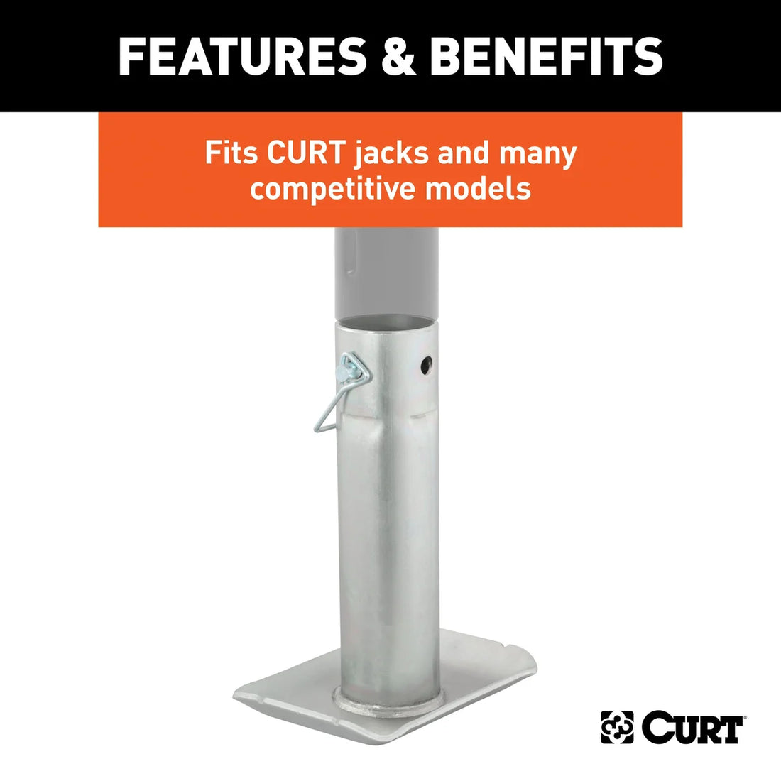 CURT Pin-On Jack Foot (Fits 2" Tube, 2,000 lbs, 8-1/2" Height) 28274 - Installation View