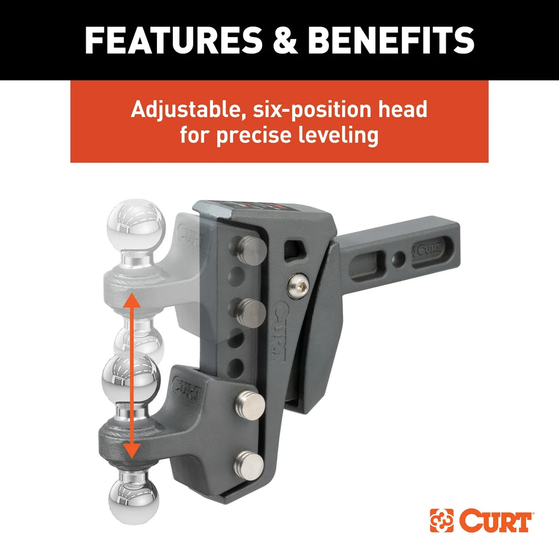 CURT Rebellion XD Adjustable Cushion Hitch (2" Shank, 2", 2-5/16" Balls, 15K) 45951 - Additional View 9